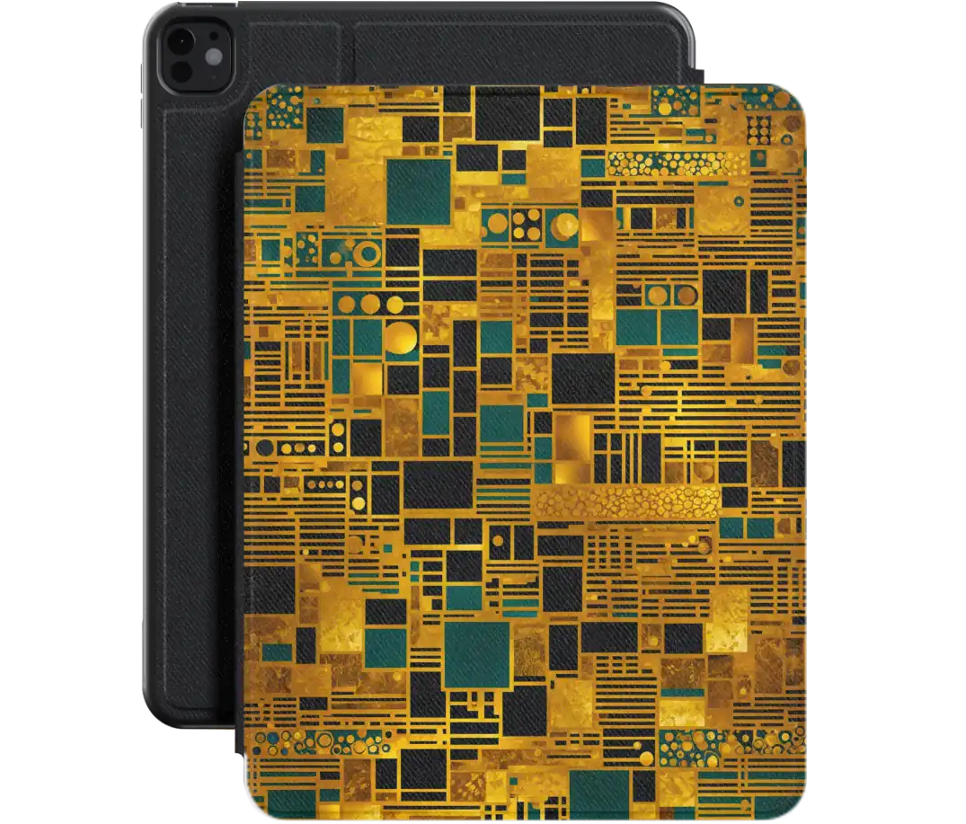 Gold, green and black