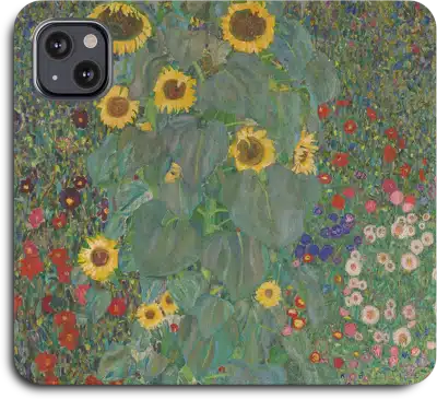 Gustav Klimt Farm Garden With Sunflowers iPhone and Samsung Galaxy Art Nouveau Folio Flip Phone Wallet