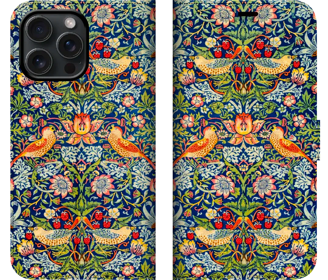 William Morris Art Nouveau Strawberry Thief iPhone and Samsung Galaxy Folio Phone Wallets
