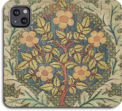 William Morris - Wreath, iPhone and Samsung Galaxy Art Nouveau Folio Flip Phone Wallet