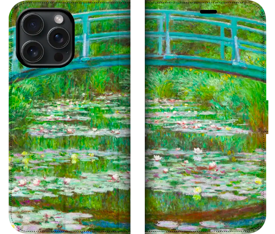 Claude Monet Impressionist Bridge Over a Pond of Water Lilies iPhone and Samsung Galaxy Folio Phone Wallets