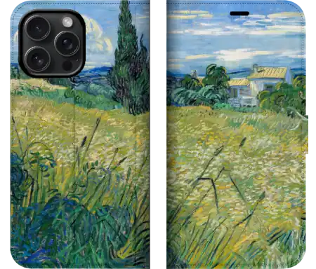 Green Wheat Field with Cypress